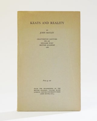 Item #11859 Keats and Reality. John Bayley
