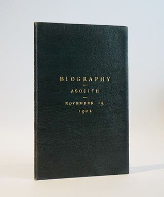 Item #46712 Biography: November 15, 1901. Inscribed by Asquith to Edmund Gosse. Herbert Henry...
