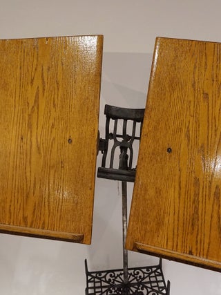 Antique Victorian Cast Iron Oak Music / Book Lectern Stand