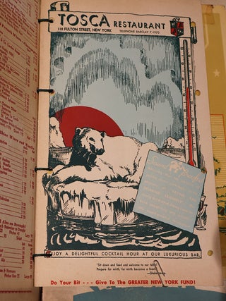 The New York Restaurant Explorers Club. Large Collection of mainly New York Restaurant Menus from 1941. (83 Pieces)
