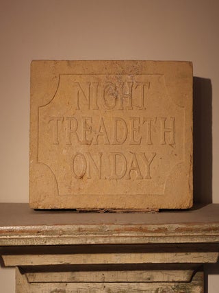 Item #48719 NIGHT TREADETH ON DAY (Eric Gill Ketton Stone Carving). Eric Gill