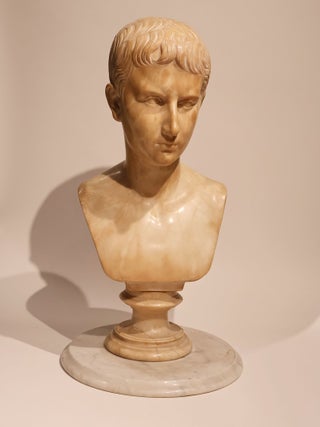 Item #48996 Carrara Marble Bust of Augustus Caesar - Italian Grand Tour Souvenir, c. 1890
