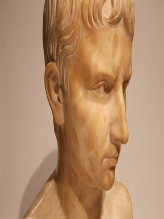 Carrara Marble Bust of Augustus Caesar - Italian Grand Tour Souvenir, c. 1890 .