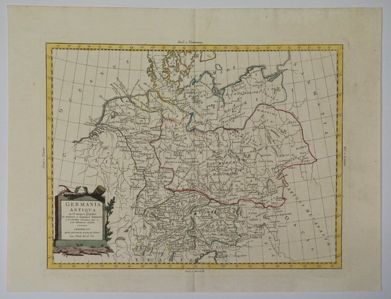 Item #6499 Germania Antiqua in IV magnos populos in minores et minimos distincta et Regiones Danubium inter et mare Adriaticum contentae. Map]. Antonio Zatta.