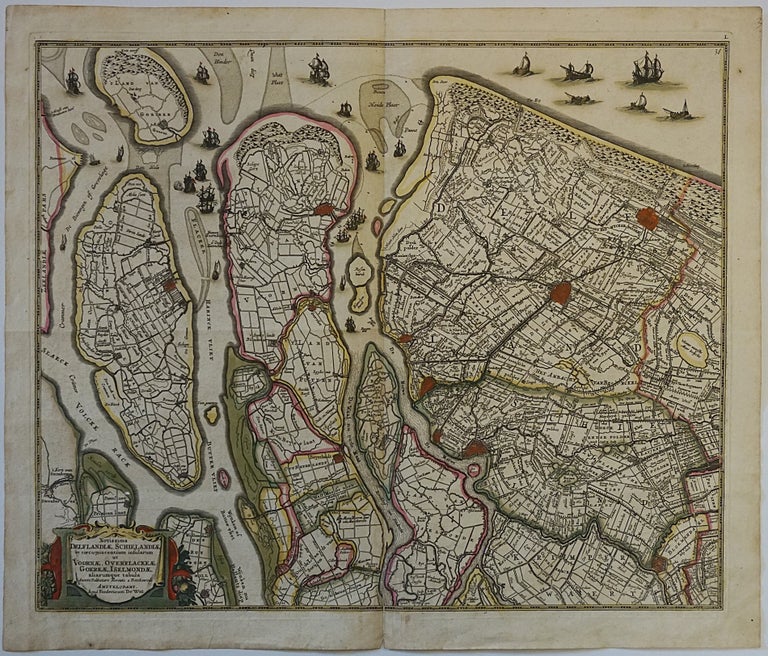 Item #6533 Novissima Delflandiae, Schielandiae et circumiacentium insularum ut Voornae, Overflackeae, Goereae, Iselmondae, aliarumque tabula. Map]. B. F. Van Berckenrode, Frederick De Witt.