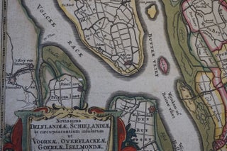 Novissima Delflandiae, Schielandiae et circumiacentium insularum ut Voornae, Overflackeae, Goereae, Iselmondae, aliarumque tabula. Map]