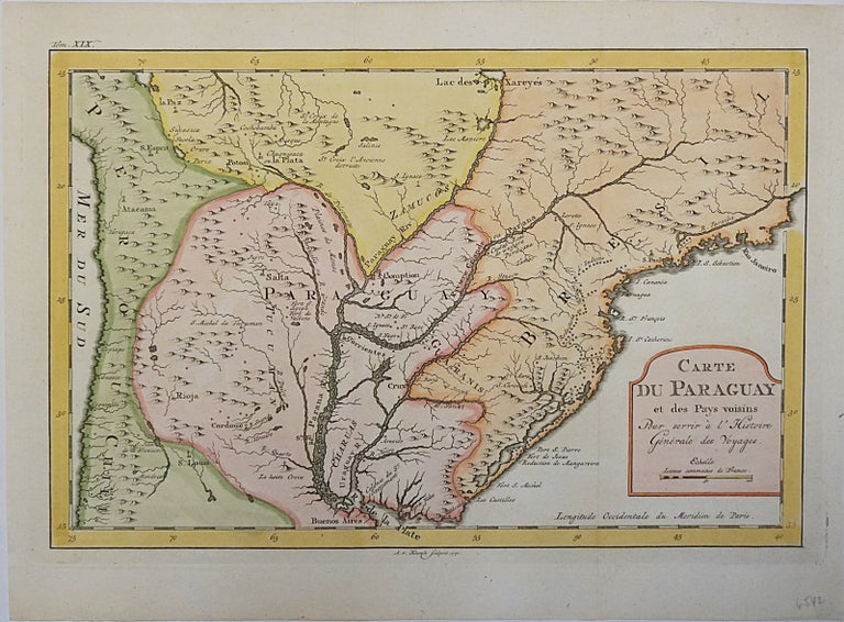 Item #6542 Carte du Paraguay et des Pays voisins. Map]. Jacques Nicolas Bellin.
