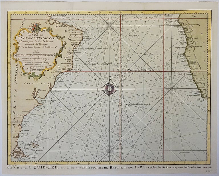 Item #6544 Carte de l'Ocean Meridional Dressee pour Servir a l'Histoire Generale des Voyages. Map]. Jacques Nicolas Bellin.